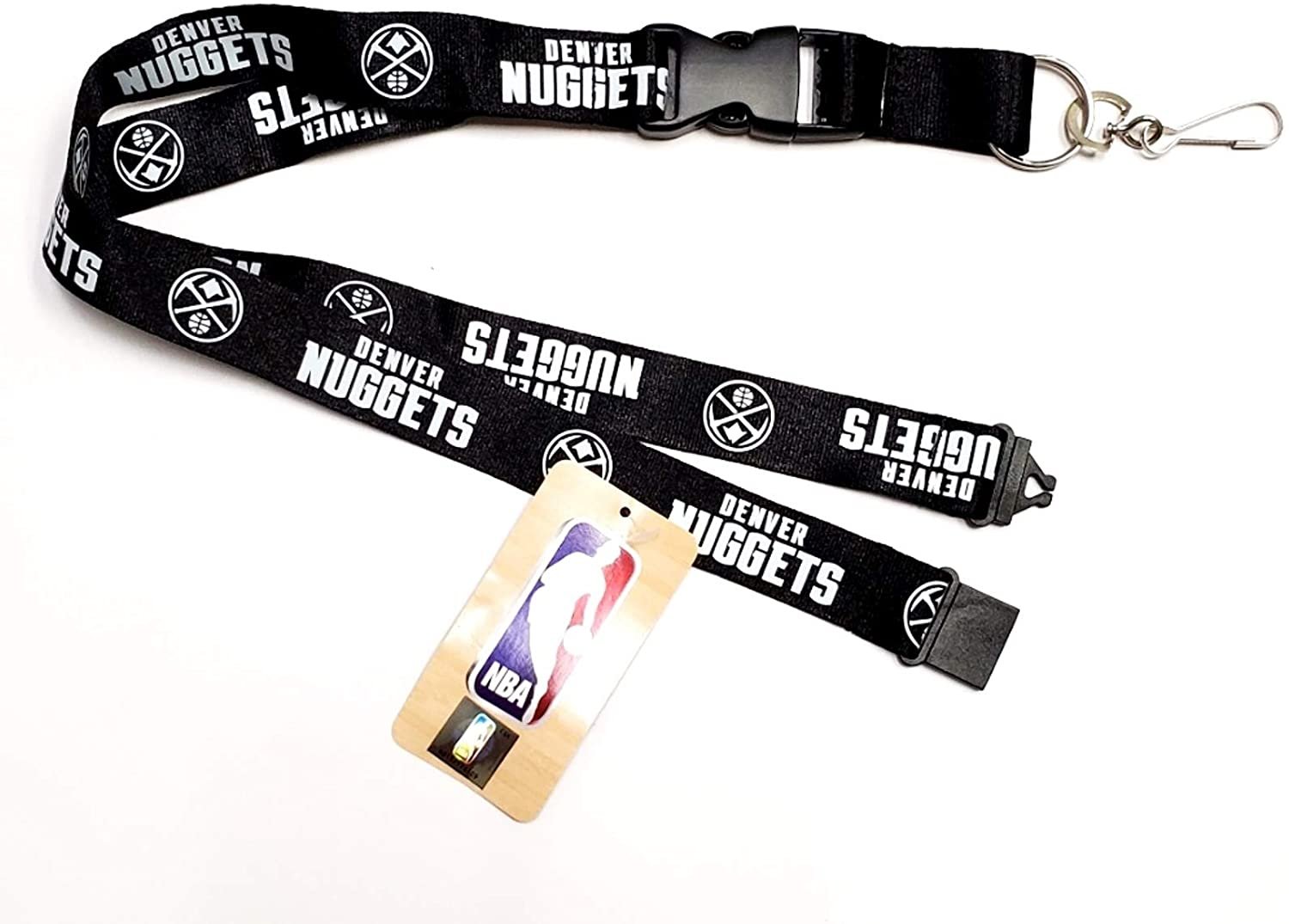 Denver Nuggets Blackout Lanyard Keychain Double Sided Breakaway Safety Design Adult 18 Inch