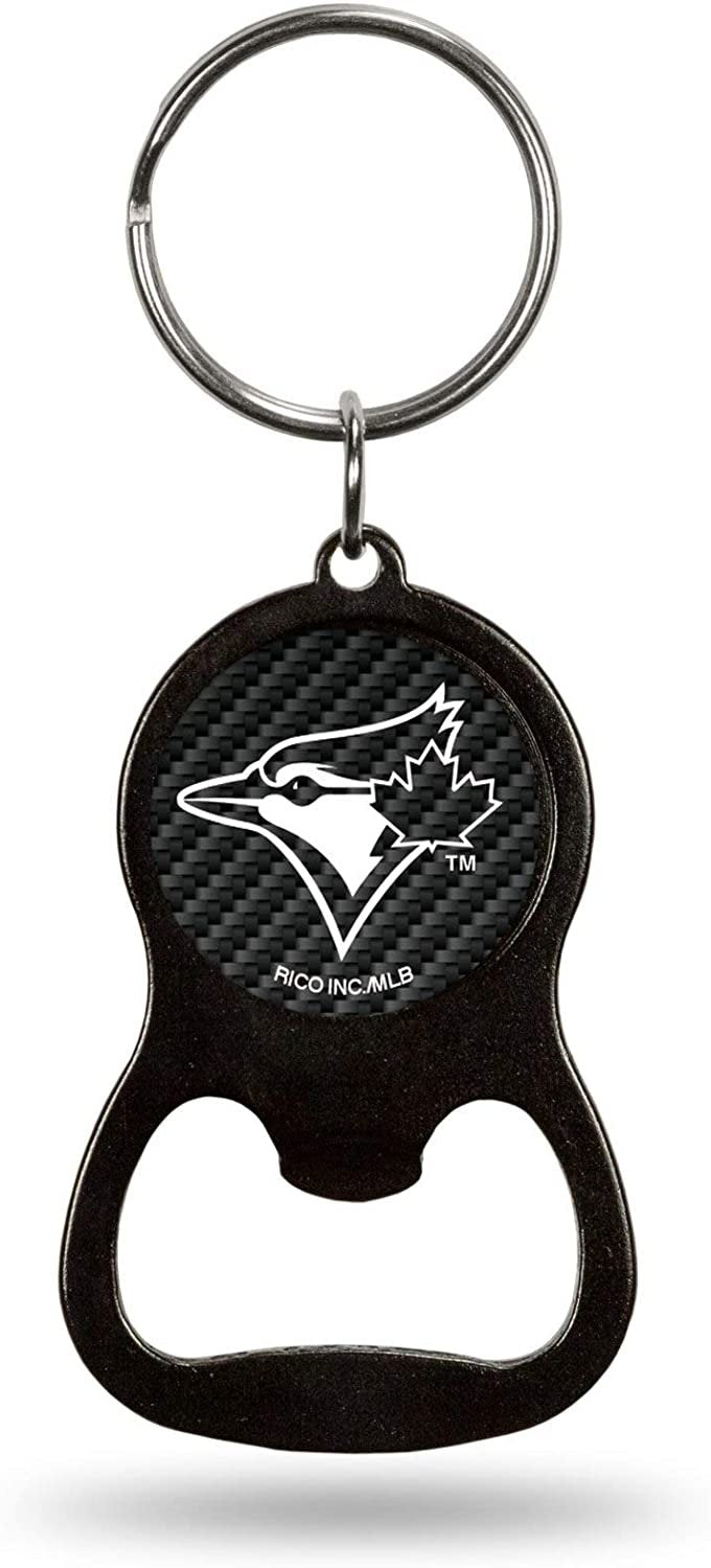Toronto Blue Jays Bottle Opener Keychain Carbon Fiber Design Metal Baseball