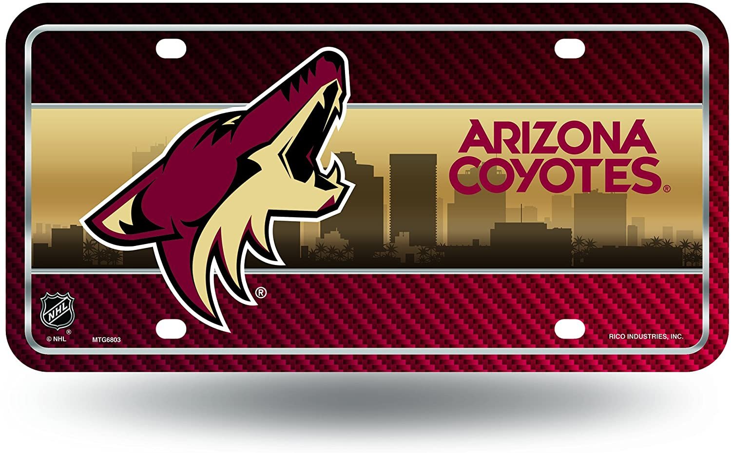 Arizona Coyotes Metal Auto Tag License Plate, City Design, 12x6 Inch