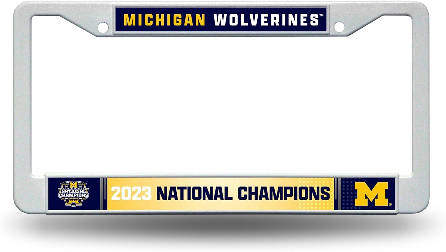 University of Michigan Wolverines 2024 Champions Plastic License Plate Frame Tag Cover, 12x6 Inch