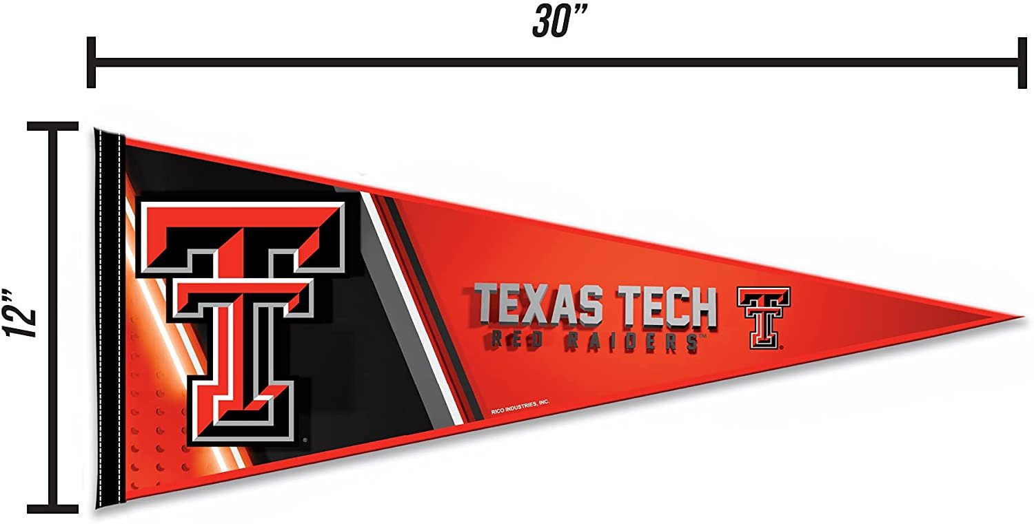 Texas Tech University Red Raiders Soft Felt Pennant, Primary Design, 12x30 Inch, Easy To Hang