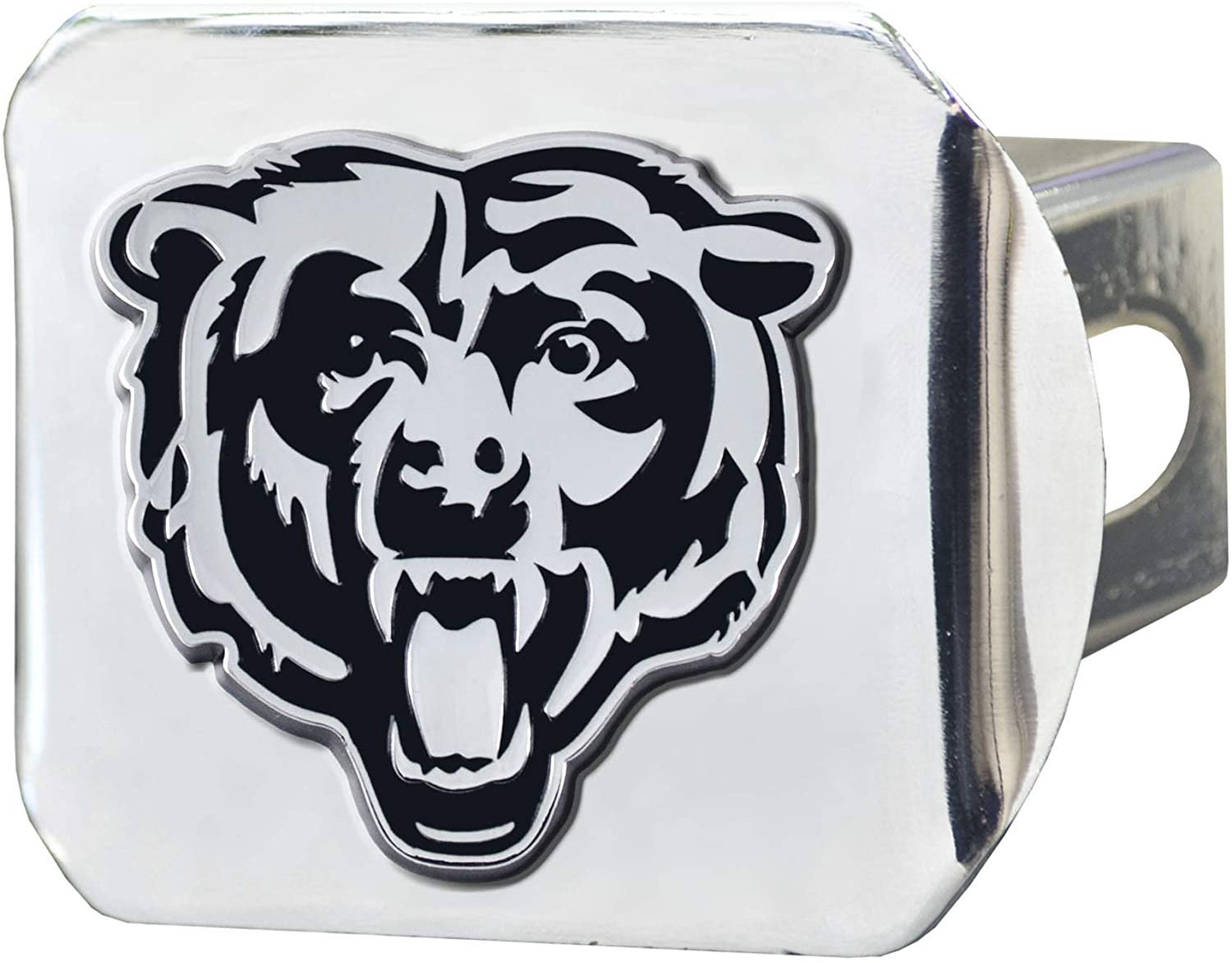 Chicago Bears Solid Metal Hitch Cover with Chrome Metal Emblem 2 Inch Square Type III