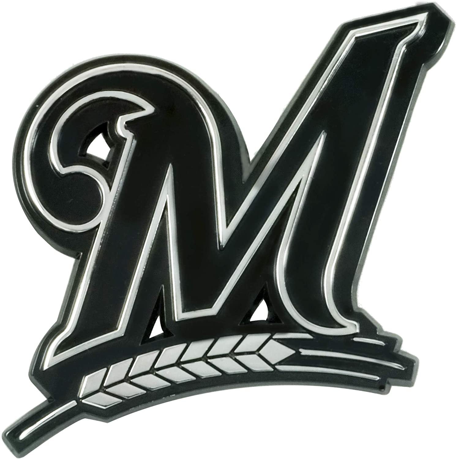 Milwaukee Brewers Solid Metal Raised Auto Emblem Decal Adhesive Backing