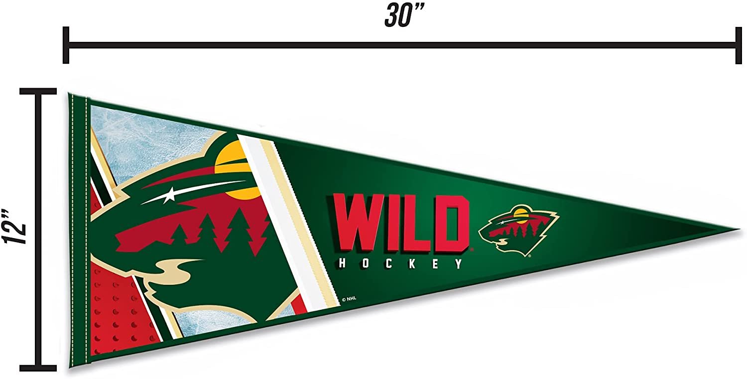 Minnesota Wild Soft Felt Pennant, Primary Design, 12x30 Inch, Easy To Hang