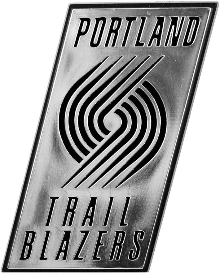 Portland Trail Blazers Auto Emblem, Silver Chrome Color, Raised Molded Shape Cut Plastic, Adhesive Tape Backing