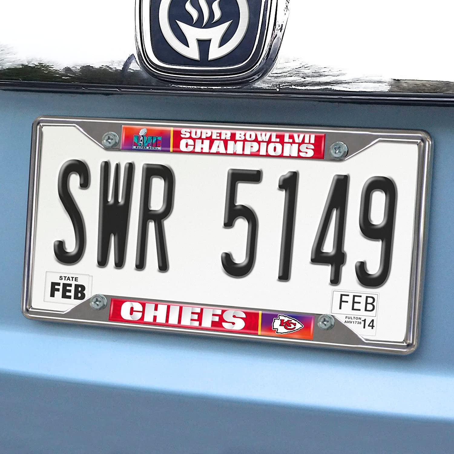 Kansas City Chiefs 2023 Super Bowl LVII Champions Metal License Plate Frame Chrome Tag Cover