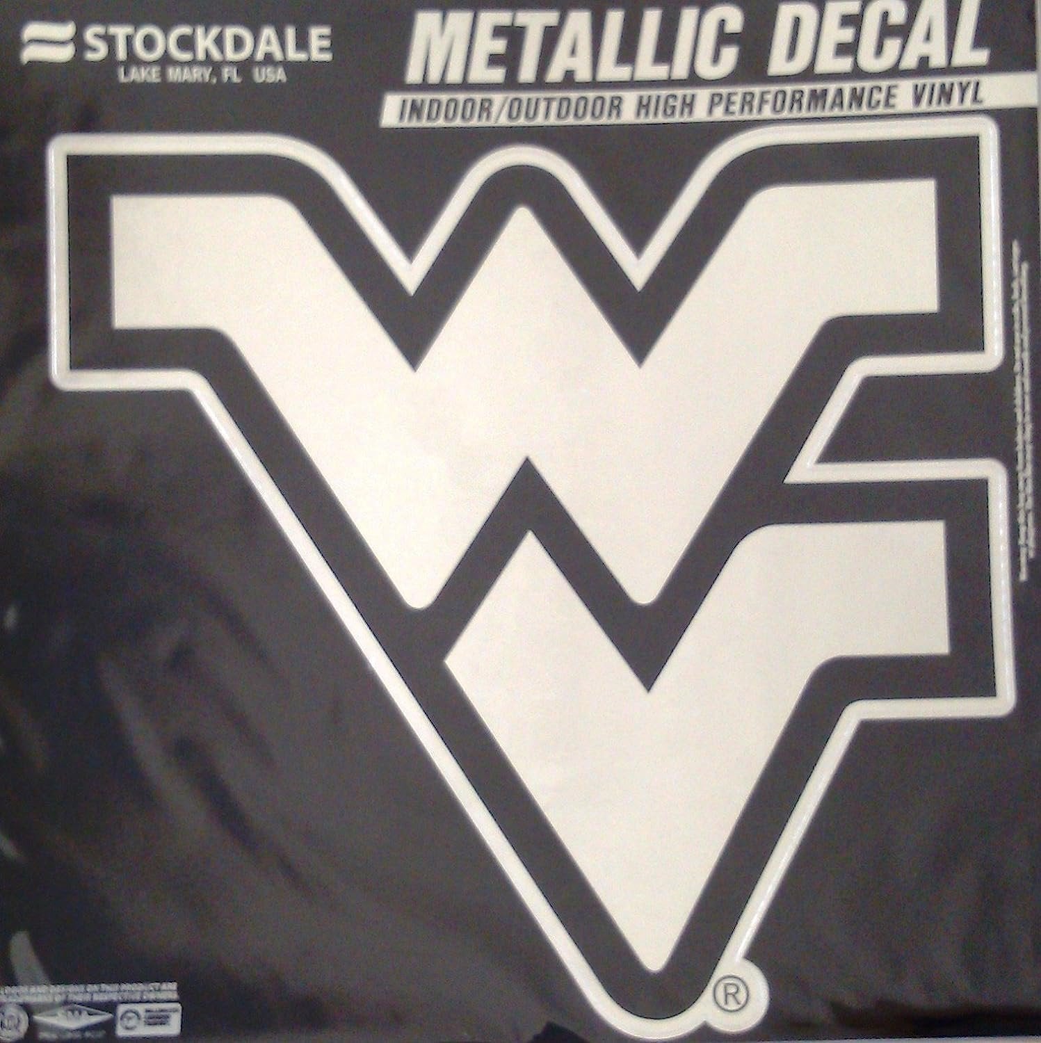 West Virginia University Mountaineers 6 Inch Magnet, Metallic Chrome Shimmer Design, Vinyl Die Cut, Auto Home Heavy Duty