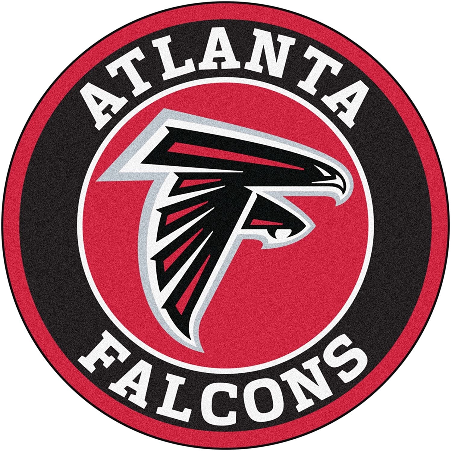 Atlanta Falcons Roundel Floor Mat Area Rug, 27 Inch Diameter, Anti-Skid Backing