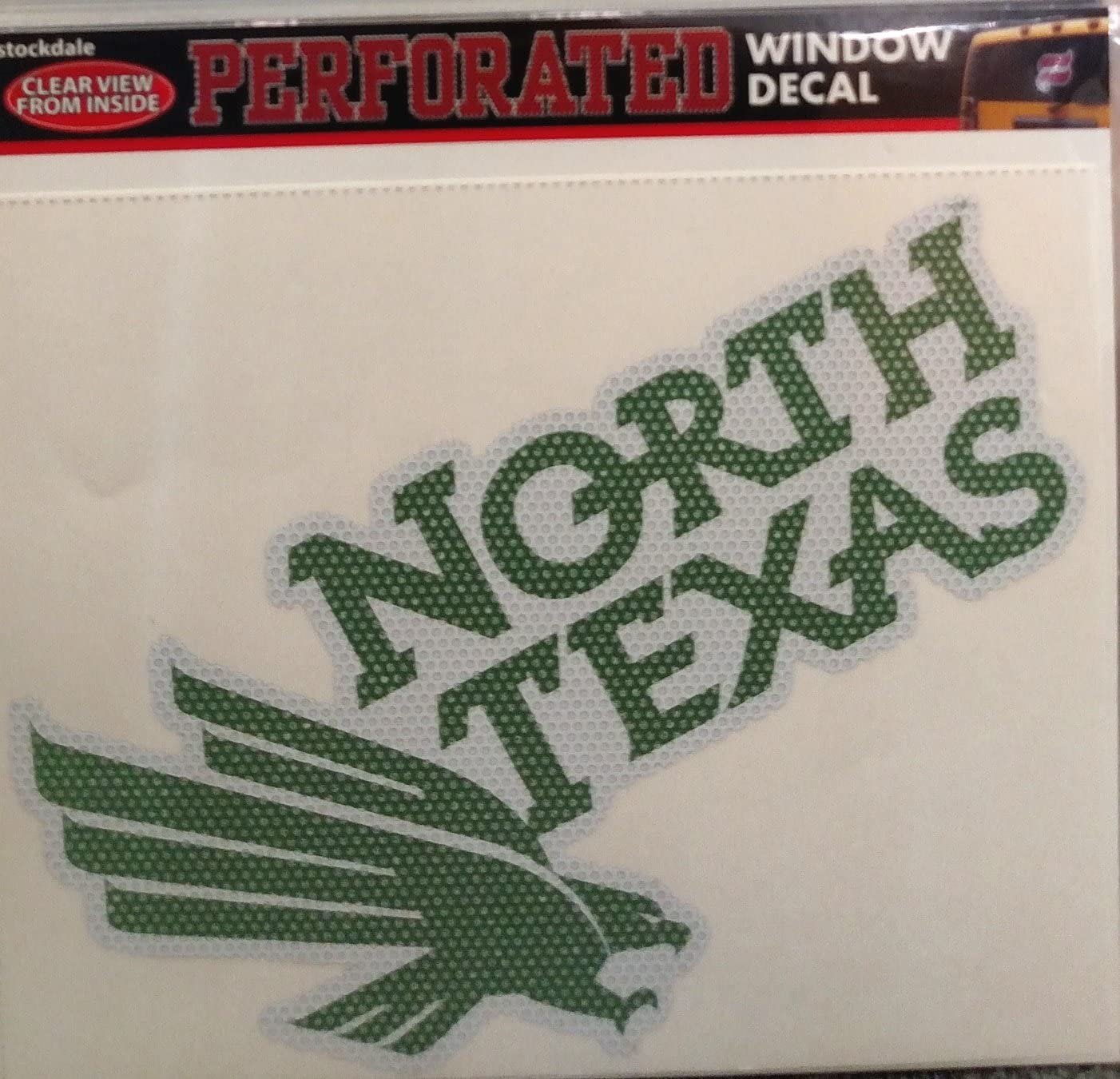 University of North Texas Mean Green 8 Inch Preforated Window Film Decal Sticker, One-Way Vision, Adhesive Backing