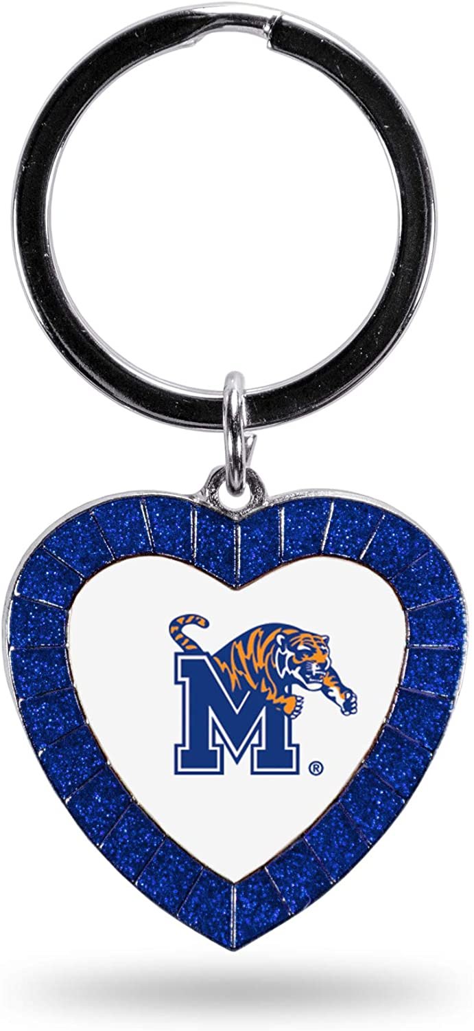 NCAA Memphis Tigers NCAA Rhinestone Heart Colored Keychain, Royal, 3-inches in length