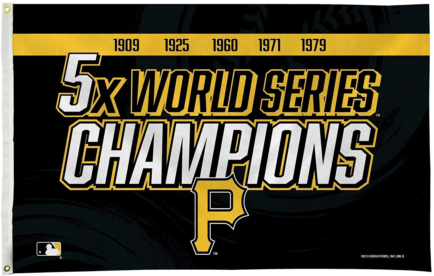 Pittsburgh Pirates 5-Time World Series Champions Premium 3x5 Feet Flag Banner, Metal Grommets, Outdoor Use, Single Sided