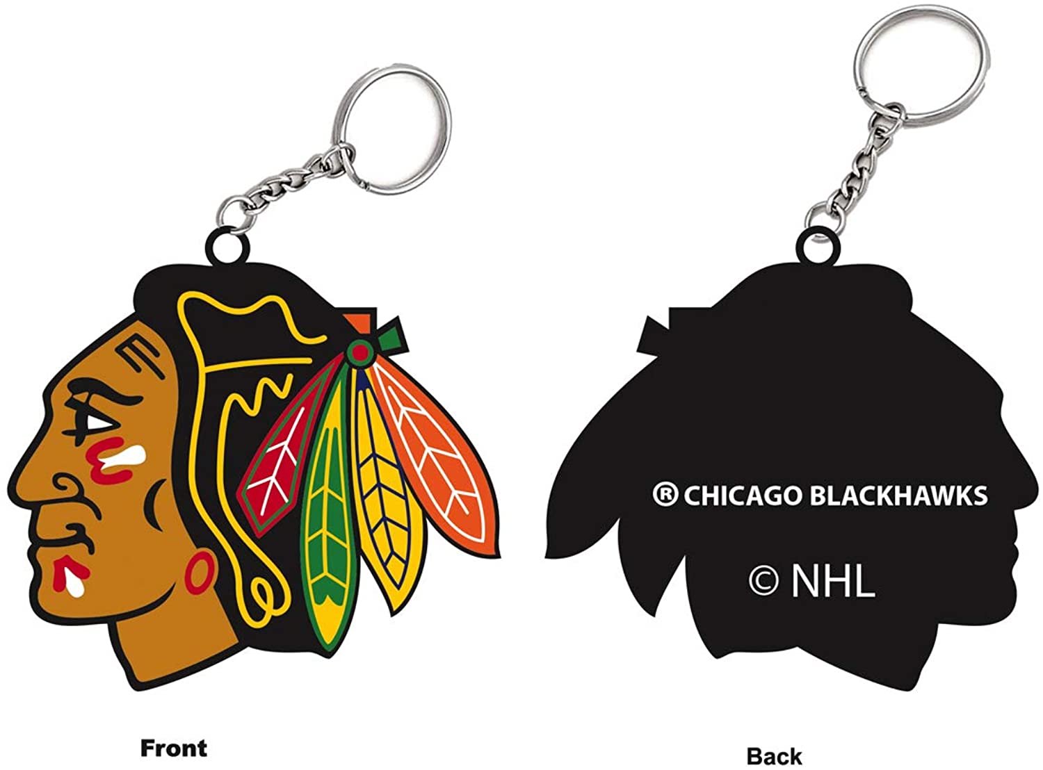 Chicago Blackhawks Bold Sporty Rubber Keychain - 5" Long x 3" Wide x 0.2" High