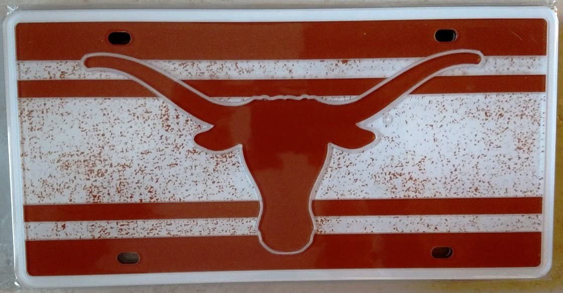University of Texas Longhorns Premium Laser Cut Tag License Plate, Vintage Design, Mirrored Acrylic Inlaid, 6x12 Inch