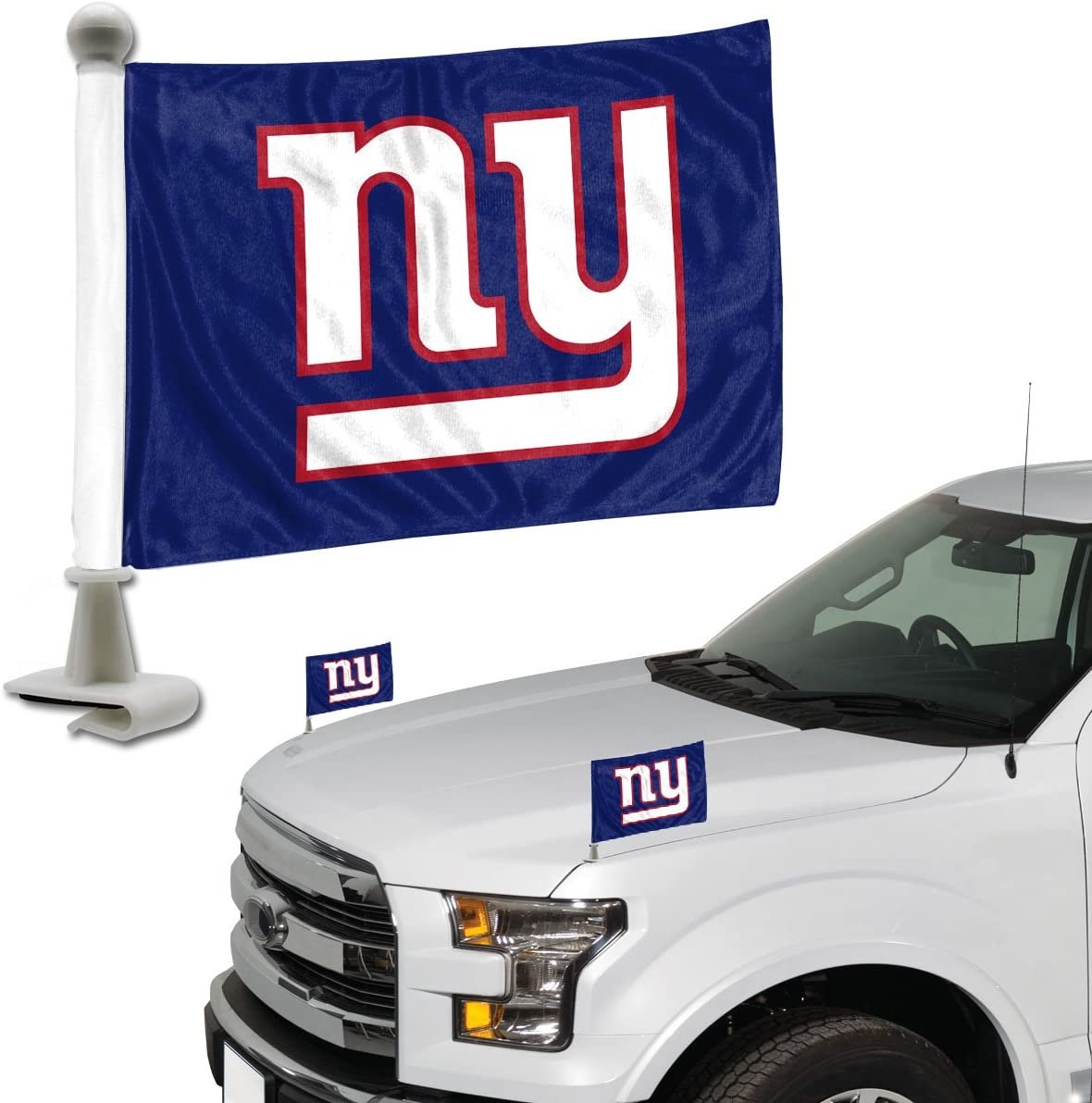 New York Giants Car Flag Set Ambassador Style 4x6 Inch Set of 2 Team Color