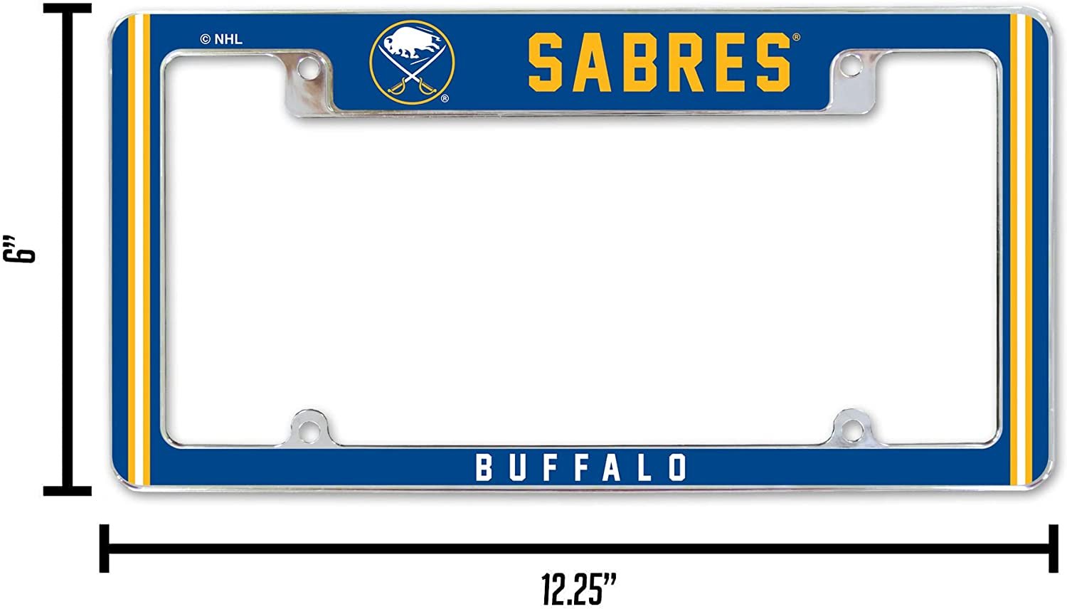 Buffalo Sabres Metal License Plate Frame Chrome Tag Cover Alternate Design 6x12 Inch