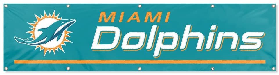 Miami Dolphins Giant 8x2 Feet Banner Flag Applique Embroidered