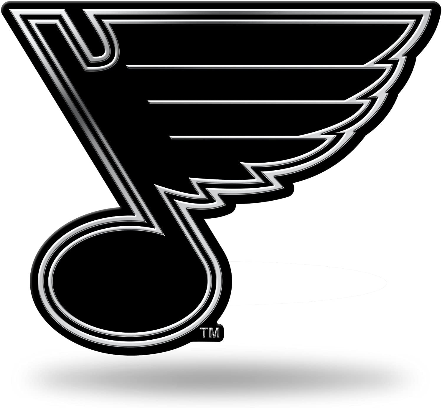 St Louis Blues Auto Emblem, Silver Chrome Color, Raised Molded Plastic, 3.5 Inch, Adhesive Tape Backing
