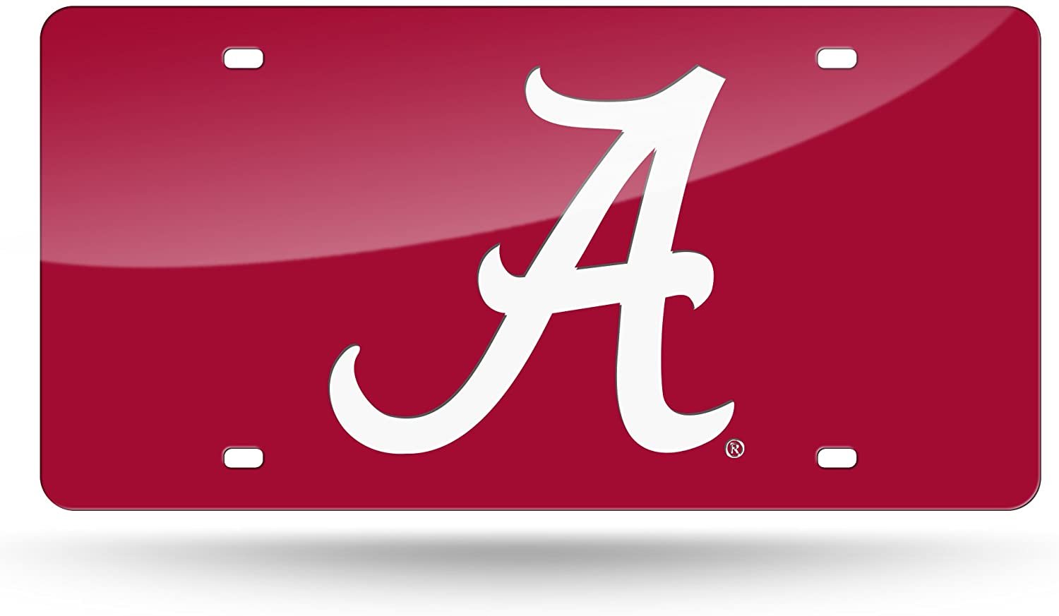 University of Alabama Crimson Tide Premium Laser Cut Tag License Plate, Red, Mirrored Acrylic Inlaid, 12x6 Inch