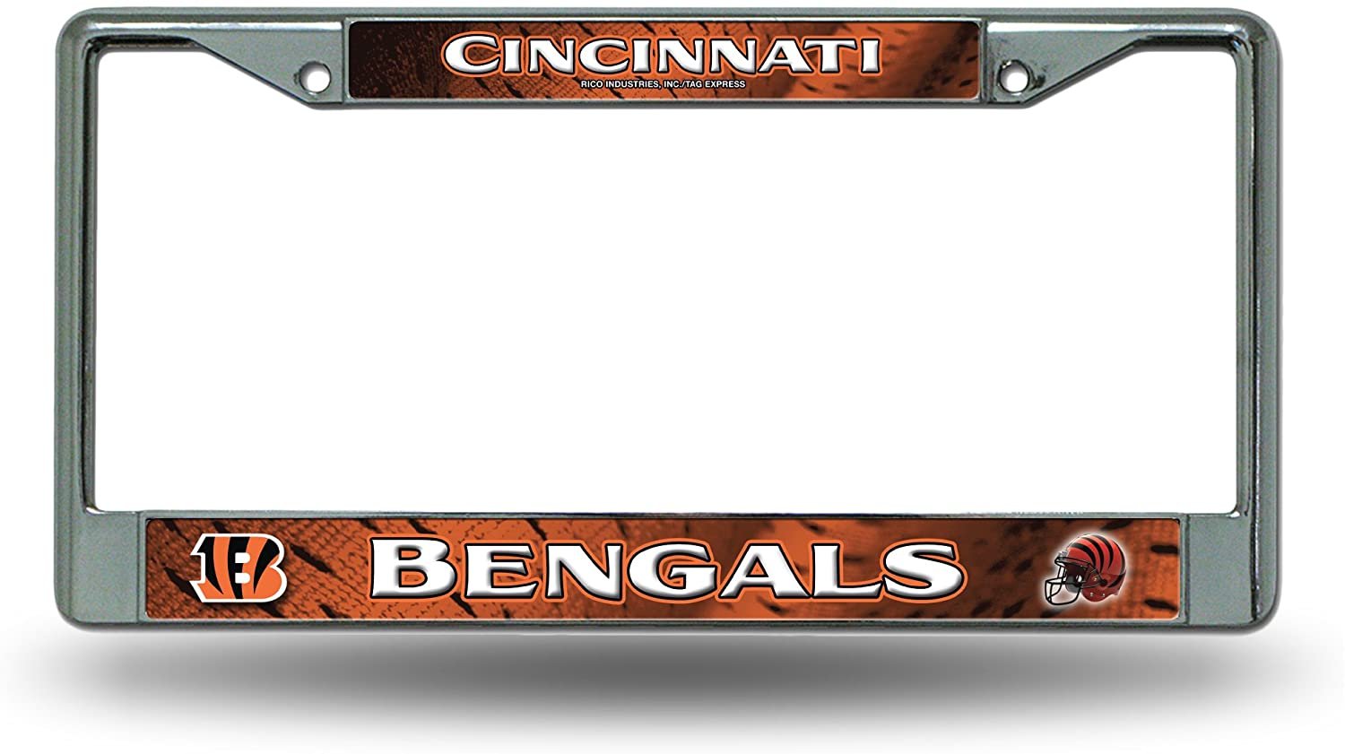 Cincinnati Bengals Premium Metal License Plate Frame Chrome Tag Cover, 12x6 Inch