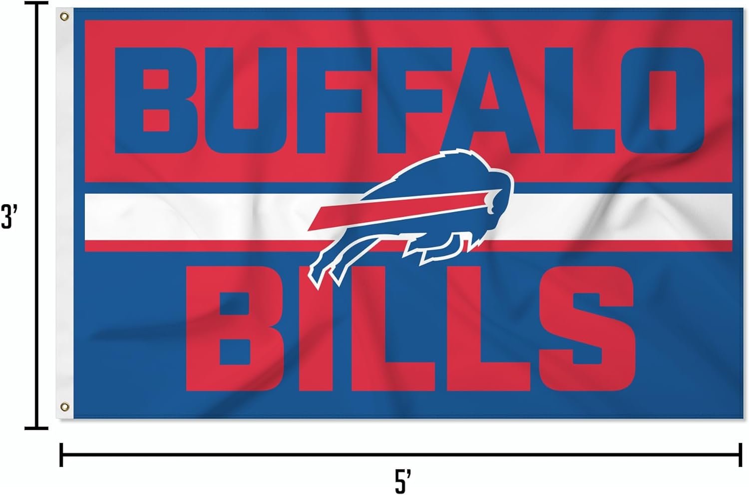 Buffalo Bills Premium 3x5 Foot Flag Banner, Bold Design, Metal Grommets, Outdoor Indoor Use, Single Sided
