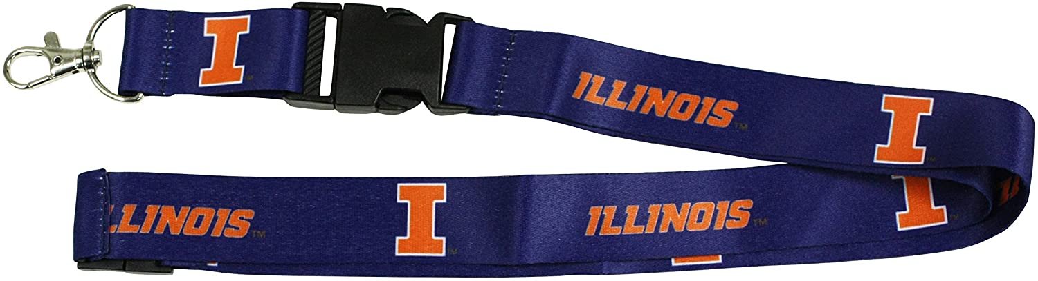 University of Illinois Fighting Illini Lanyard Keychain Double Sided Breakaway Safety Design Adult 18 Inch