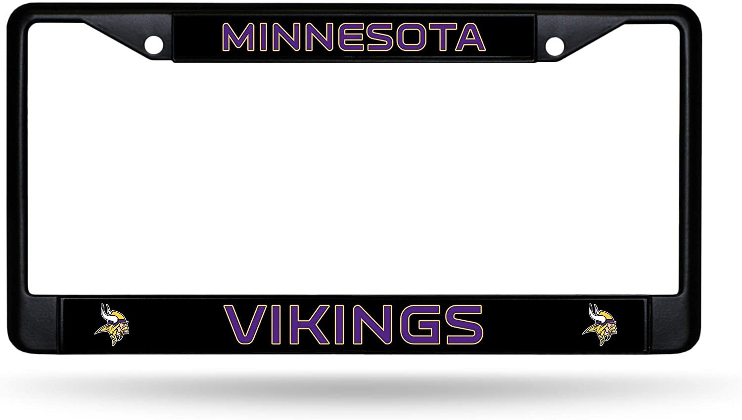 Minnesota Vikings Black Metal License Plate Frame Chrome Tag Cover 6x12 Inch