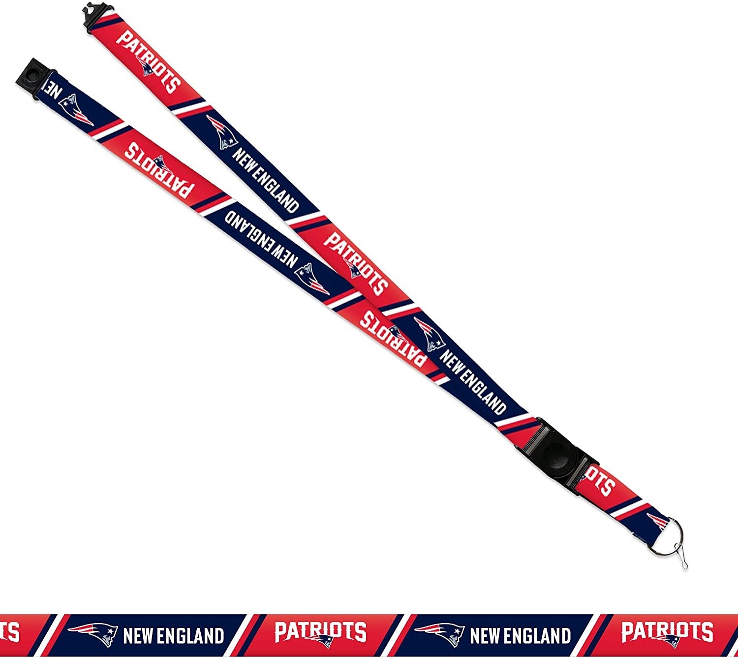 New England Patriots Lanyard Keychain Double Sided Breakaway Safety Design Adult 18 Inch
