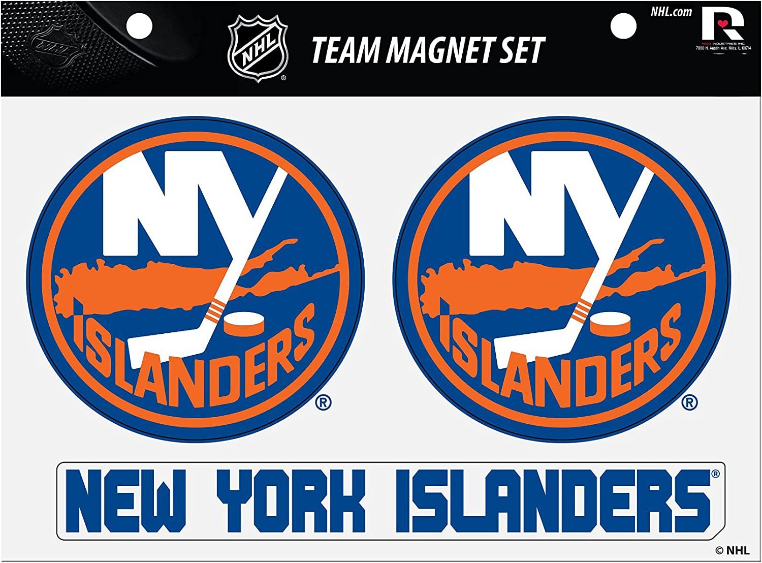 New York Islanders 3 Piece Multi Magnet Set, 8.5x11 Inch Sheet Auto Home