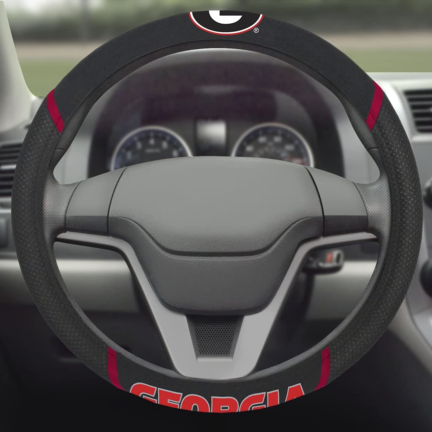Georgia Bulldogs Steering Wheel Cover Embroidered Black 15 Inch University of