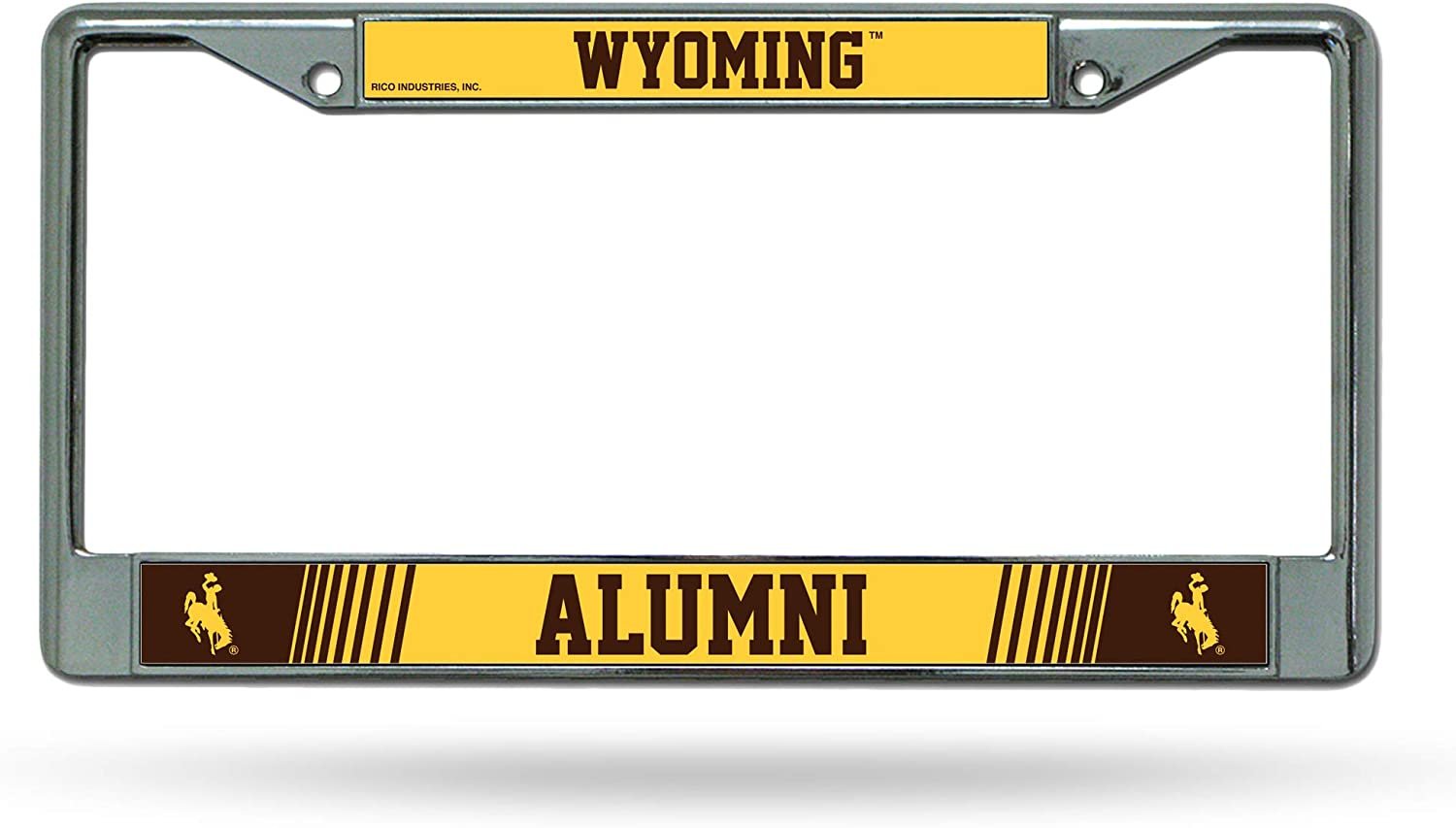 University of Wyoming Cowboys Metal License Plate Frame Chrome Tag Cover Alumni Design 6x12 Inch