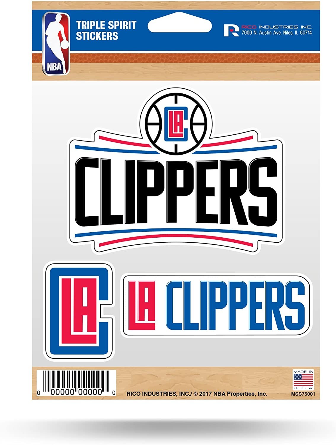 Los Angeles Clippers Sticker Decal Sheet 3-Piece Die Cut 5x7 Inch