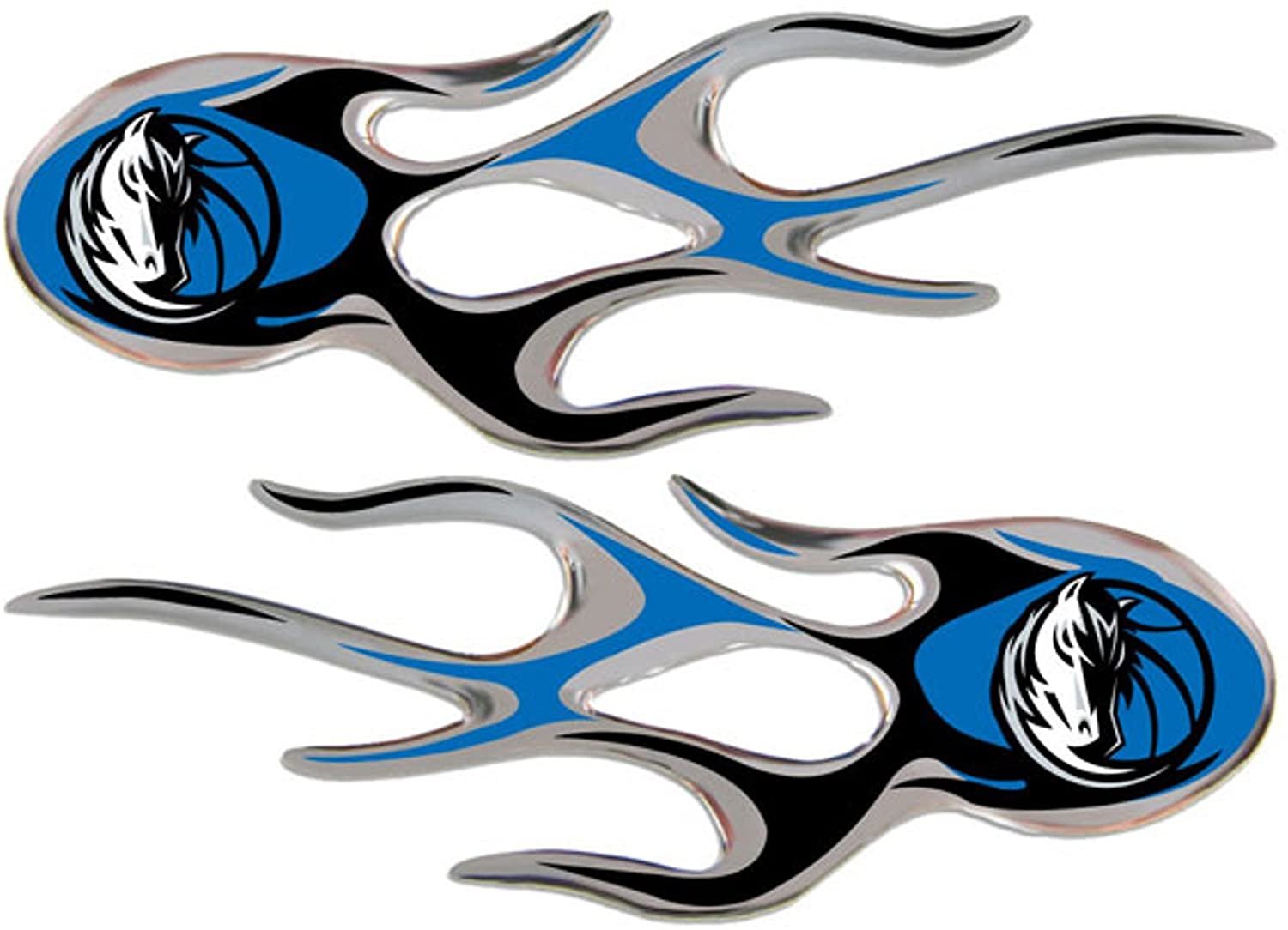 Dallas Mavericks 2-Pack Drip Molded Plastic Raised Flame Flames Decal Emblem Sticker Basketball