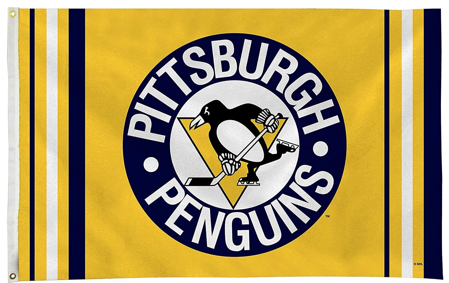 Pittsburgh Penguins 3x5 Feet Flag Banner, Retro Logo, Metal Grommets, Outdoor Indoor Use, Single Sided