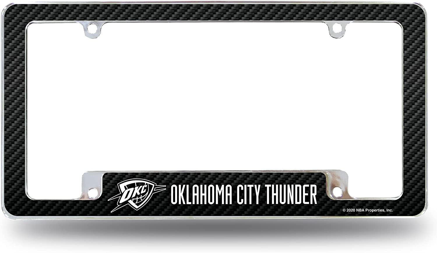 Oklahoma City Thunder Metal License Plate Frame Chrome Tag Cover Carbon Fiber Design 6x12 Inch