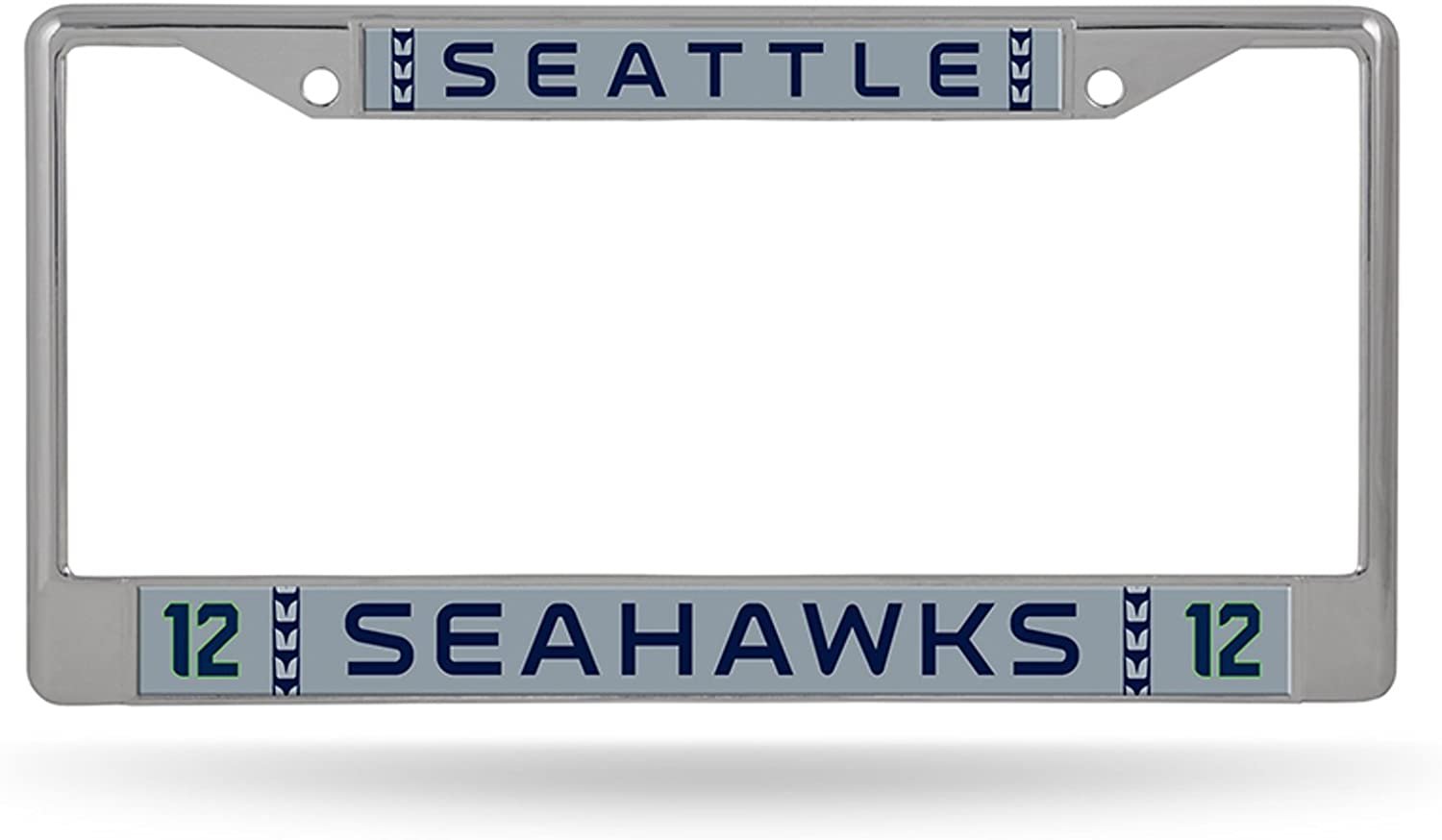 Seattle Seahawks Metal License Plate Frame Chrome Tag Cover, 12th Man Gray Jersey, 6x12 Inch