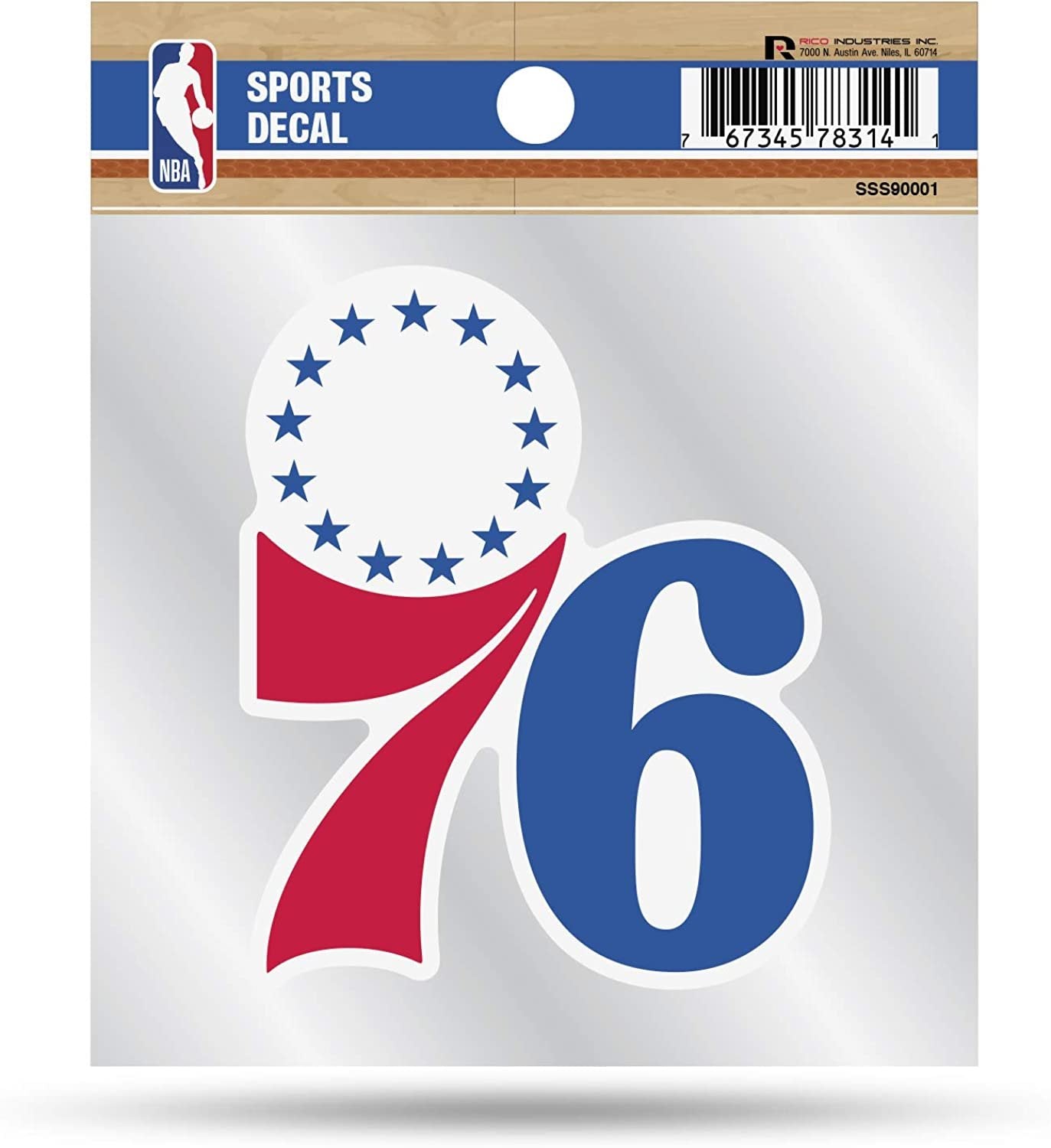 Philadelphia 76ers 4x4 Inch Decal Sticker Flat Vinyl Clear Backing