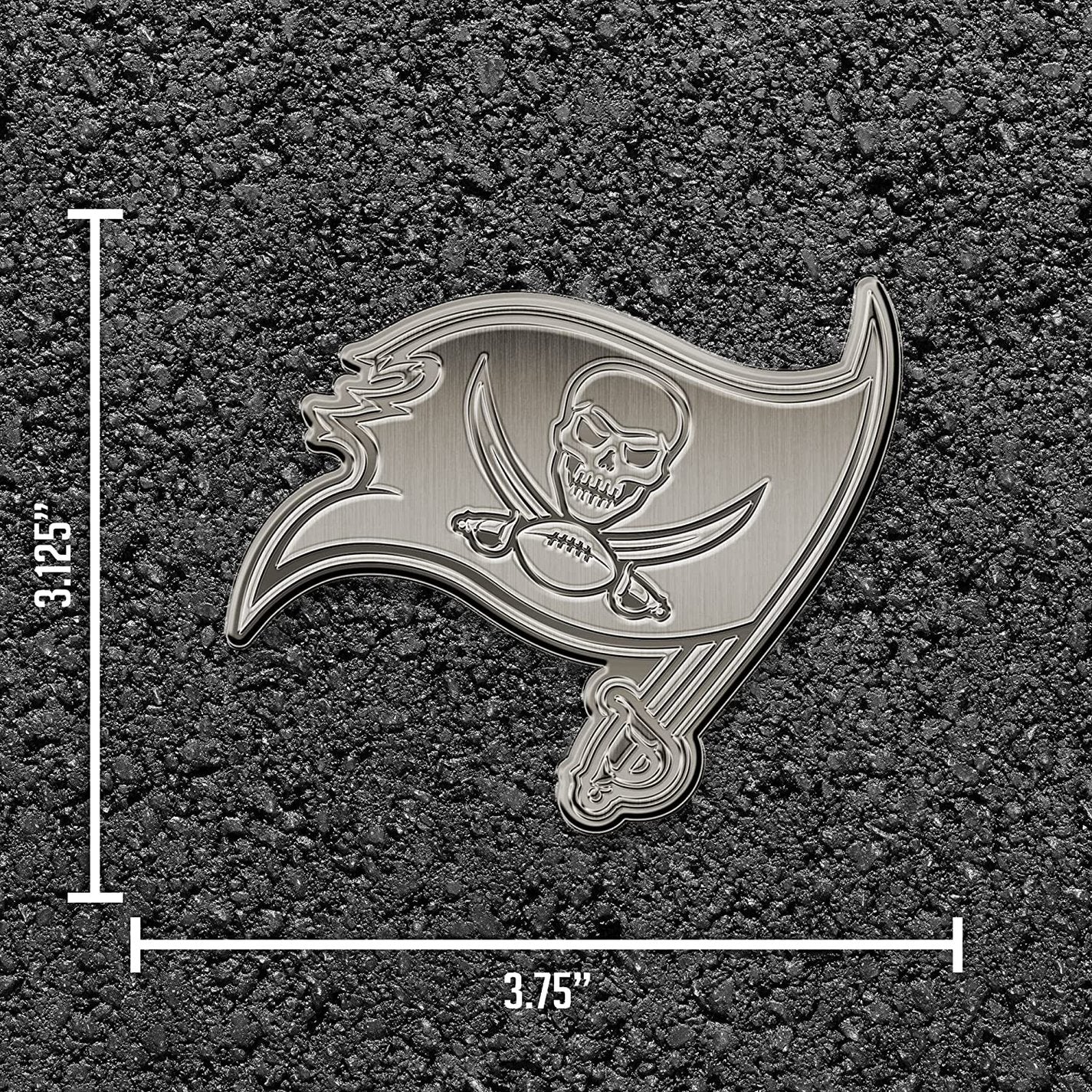 Tampa Bay Buccaneers Solid Metal Auto Emblem Antique Nickel Design