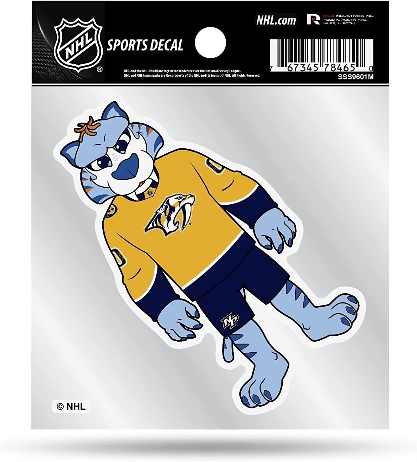 Nashville Predators 4x4 Inch Die Cut Decal Sticker, Mascot Logo, Clear Backing