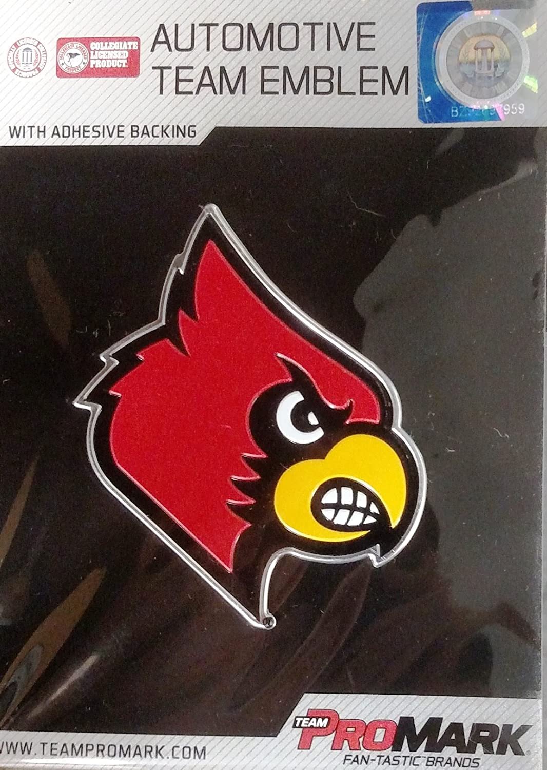 University of Louisville Cardinals Auto Emblem, Aluminum Metal, Embossed Team Color, Raised Decal Sticker, Full Adhesive Backing
