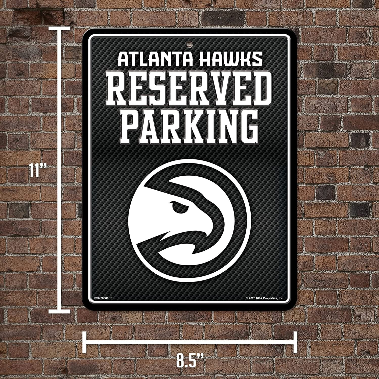 Atlanta Hawks Metal Parking Sign, Carbon Fiber Design 8.5x11 Inch