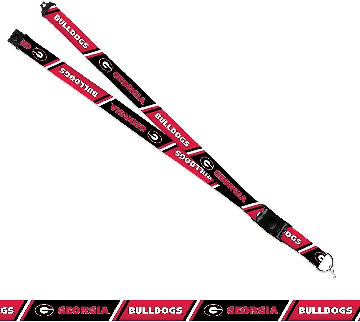 University of Georgia Bulldogs Lanyard Keychain Double Sided 18 Inch Button Clip Safety Breakaway