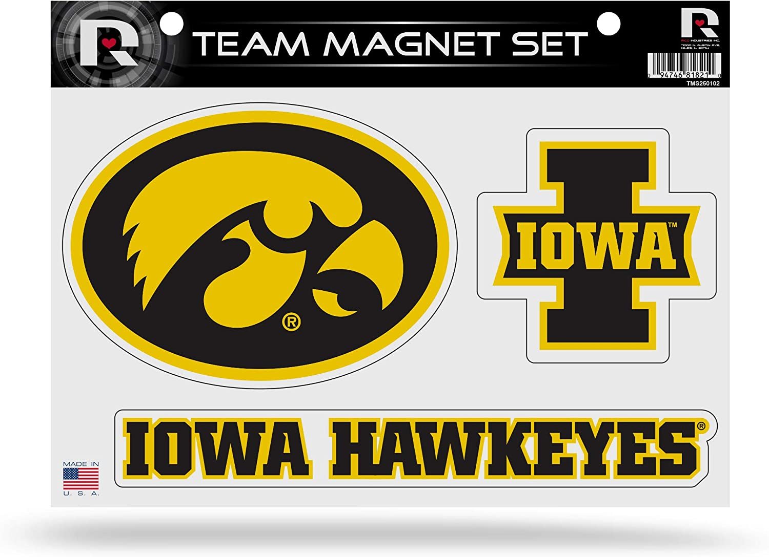 University of Iowa Hawkeyes Team Multi Magnet Set, 8.5x11 Inch Sheet, Die Cut, Auto Home