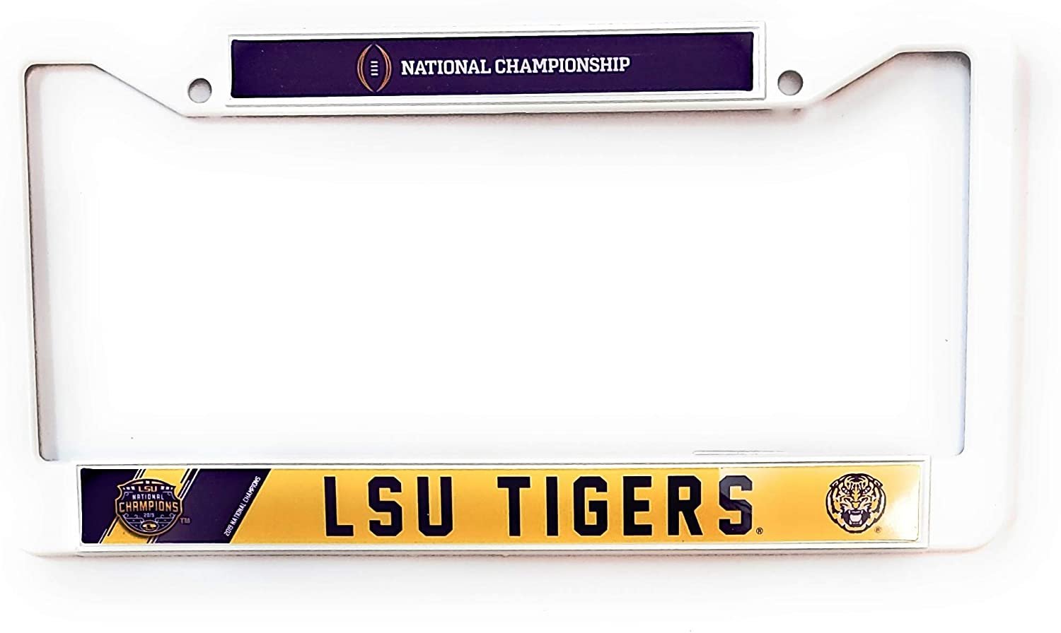 LSU Tigers 2019 National Champions Plastic Frame License Plate Tag Cover Louisiana State University