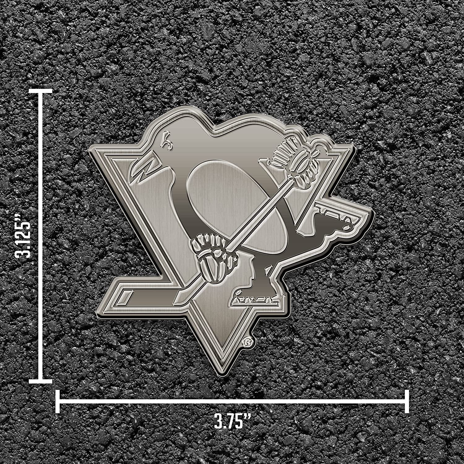 Pittsburgh Penguins Solid Metal Auto Emblem Antique Nickel for Car/Truck/SUV