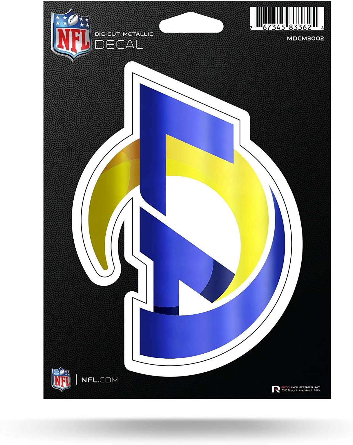 Los Angeles Rams 5 Inch Die Cut Decal Sticker, Metallic Shimmer Design, Full Adhesive Backing