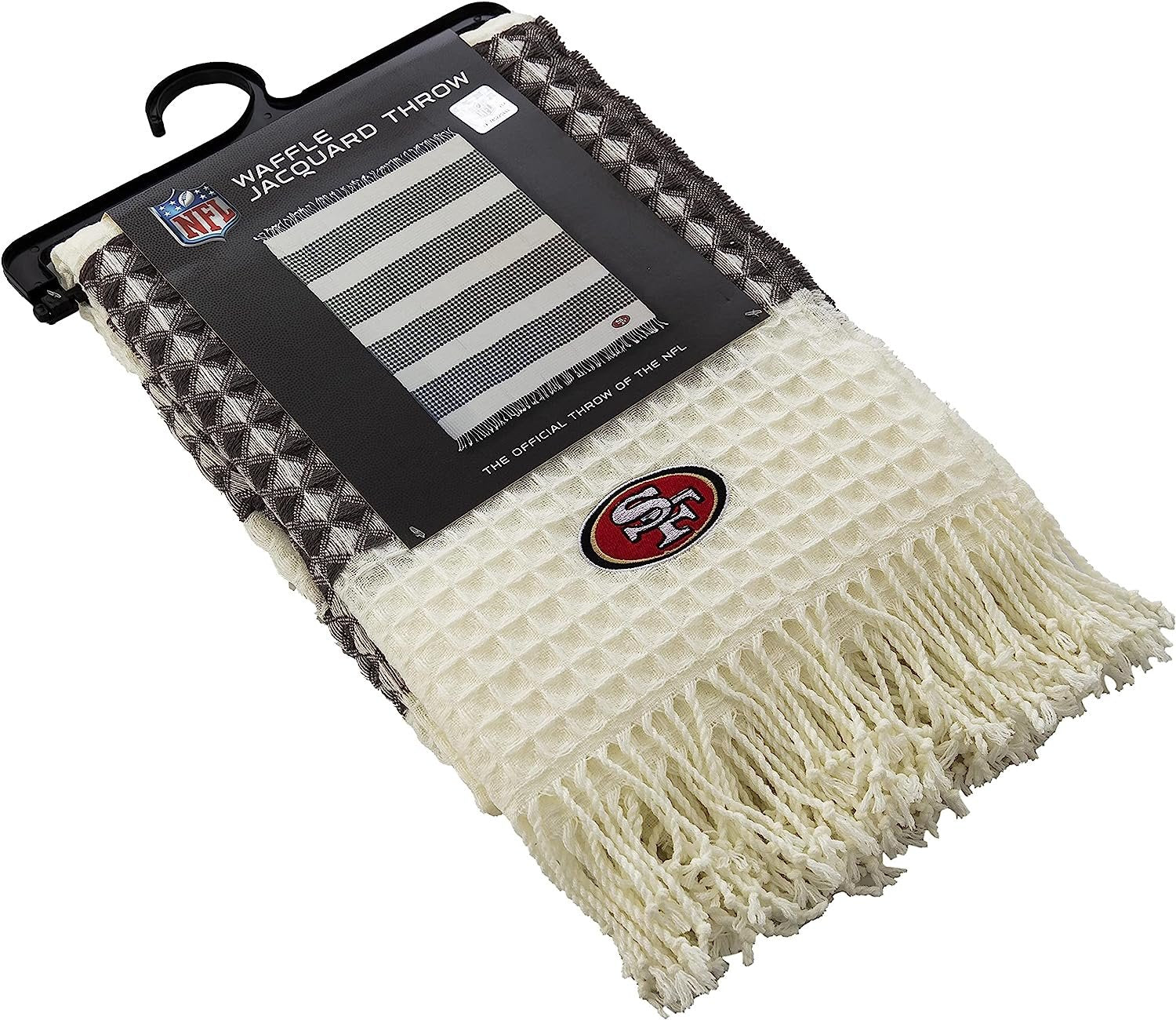 San Francisco 49ers Throw Blanket Waffle Weave Jacquard, 50x60 Inch, Unisex-Adult, 100% Acrylic