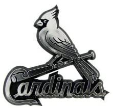 St Louis Cardinals Auto Emblem, Plastic Molded, Silver Chrome Color, Raised 3D Effect, Adhesive Backing