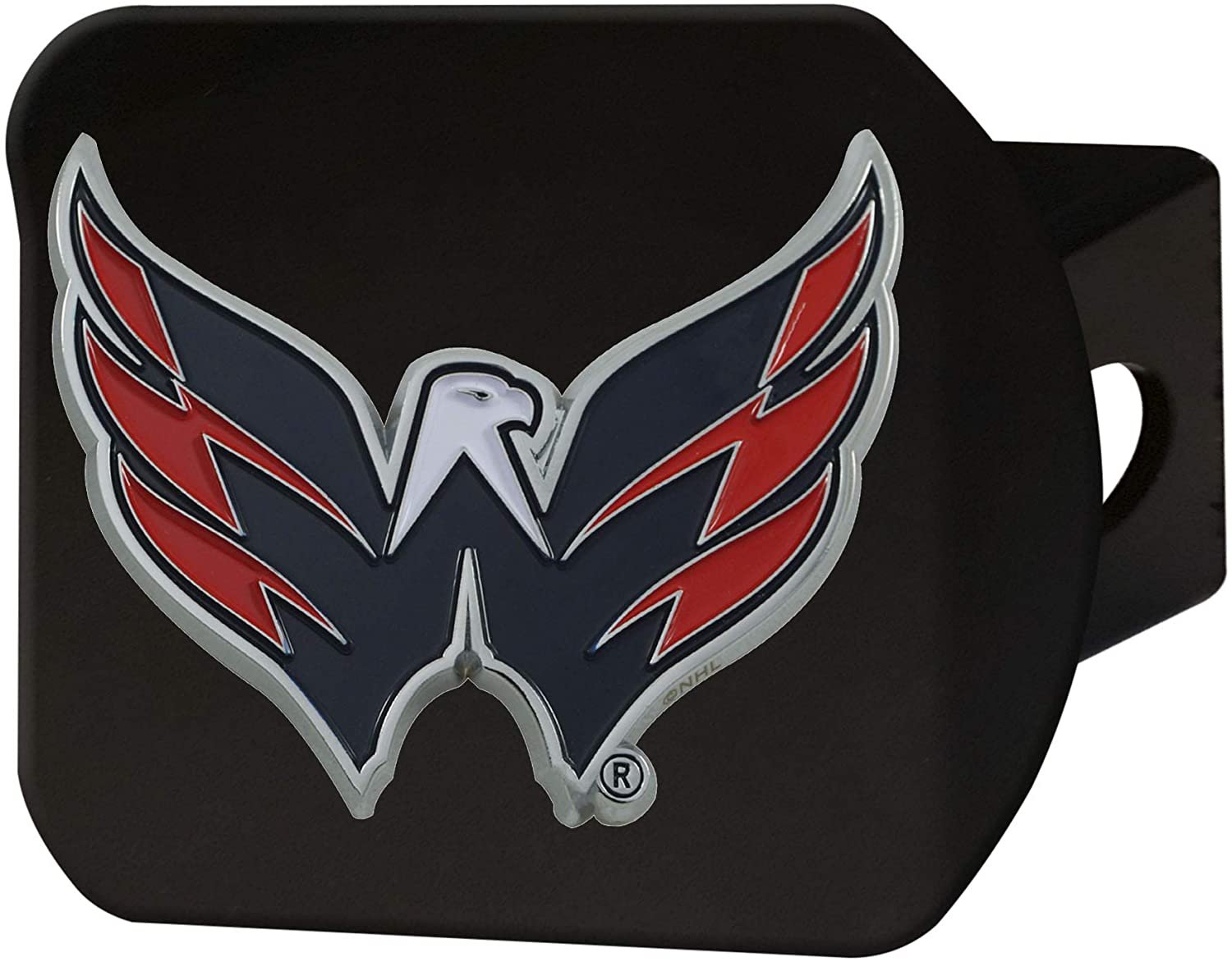 Washington Capitals Solid Metal Black Hitch Cover with Color Metal Emblem 2 Inch Square Type III
