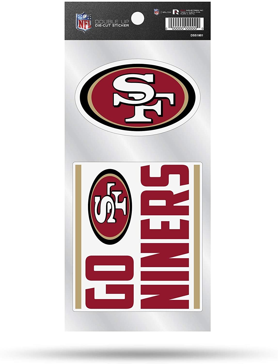 San Francisco 49ers 2-Piece Double Up Die Cut Sticker Decal Sheet, 4x8 Inch