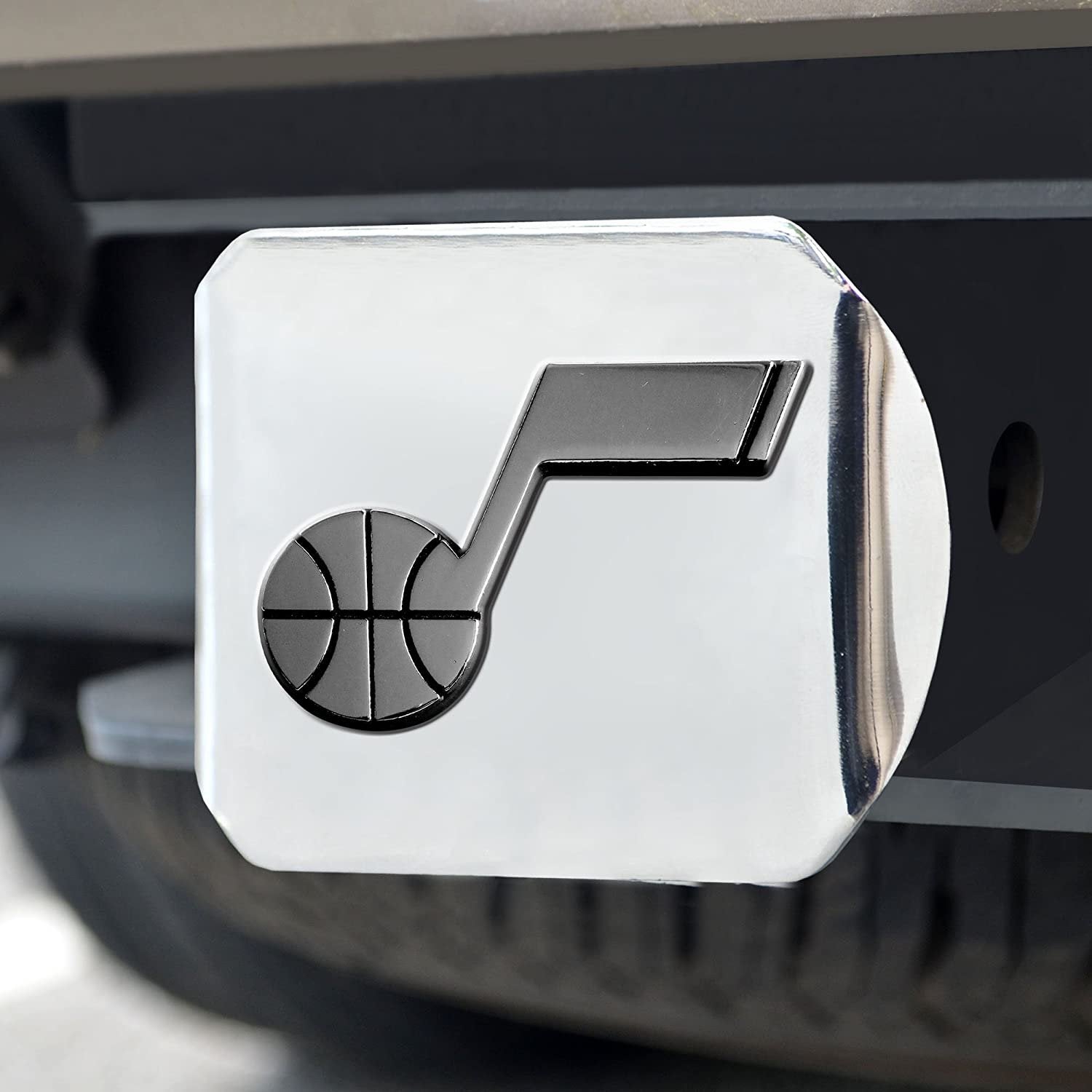 Utah Jazz Hitch Cover Solid Metal with Raised Chrome Metal Emblem 2" Square Type III
